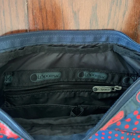 LeSportSac Blue/Red Polka Dot Print Nylon Purse - Picture 4 of 6